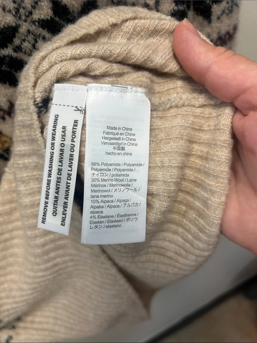 J Crew Womens Nordic Pattern Crewneck Sweater - Black & Cream